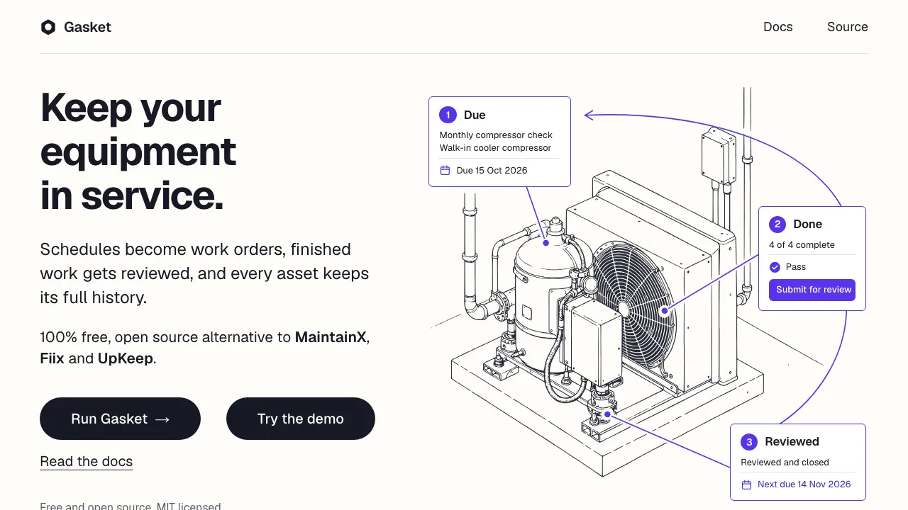 The Gasket homepage, run-gasket.com