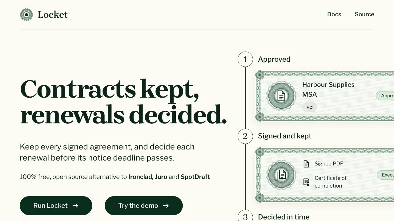 The Locket homepage, run-locket.com