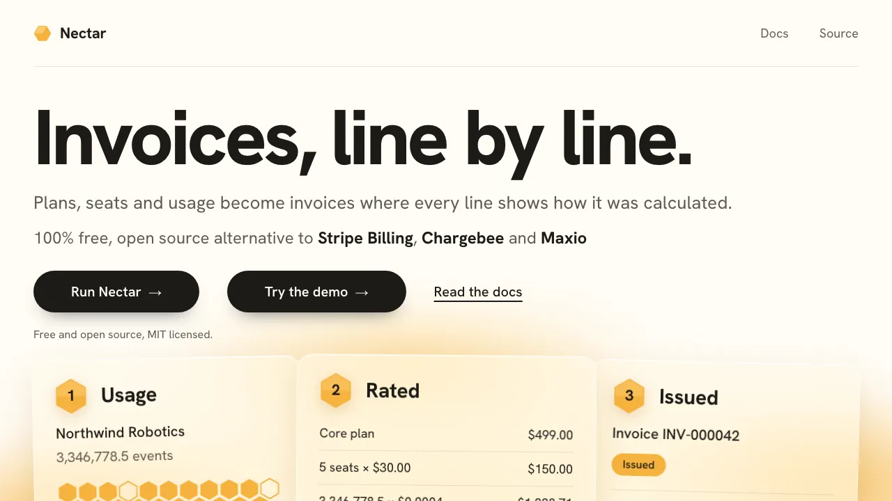 The Nectar homepage, run-nectar.com