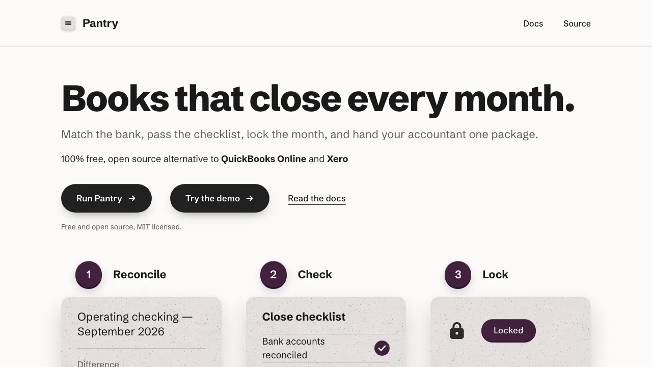 The Pantry homepage, run-pantry.com