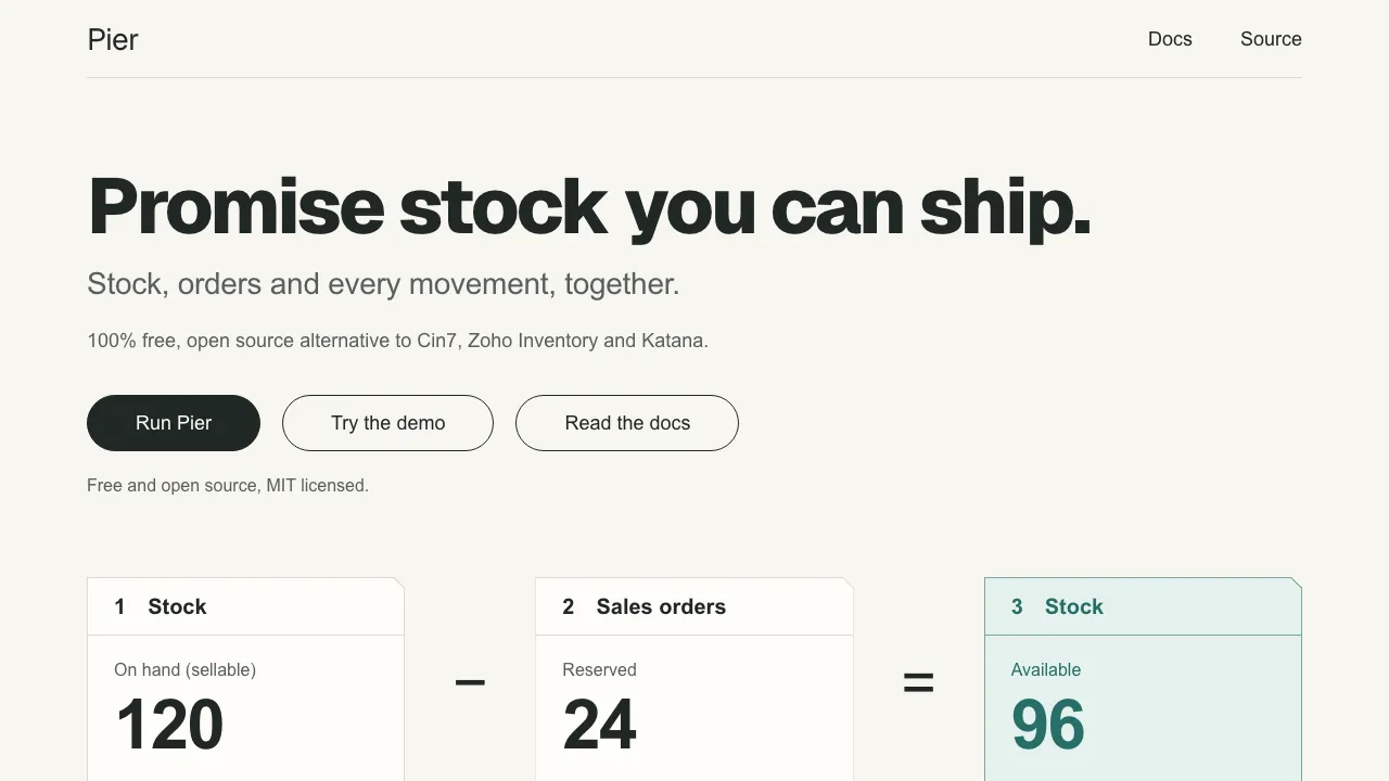 The Pier homepage, run-pier.com